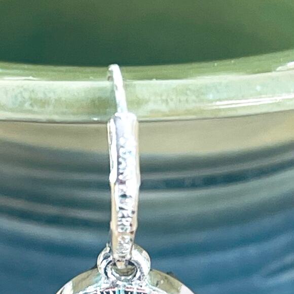 Vtg Joan Rivers Earrings Black Druzy Quartz Classics Collection SIlver Tone Oval - Picture 5 of 6